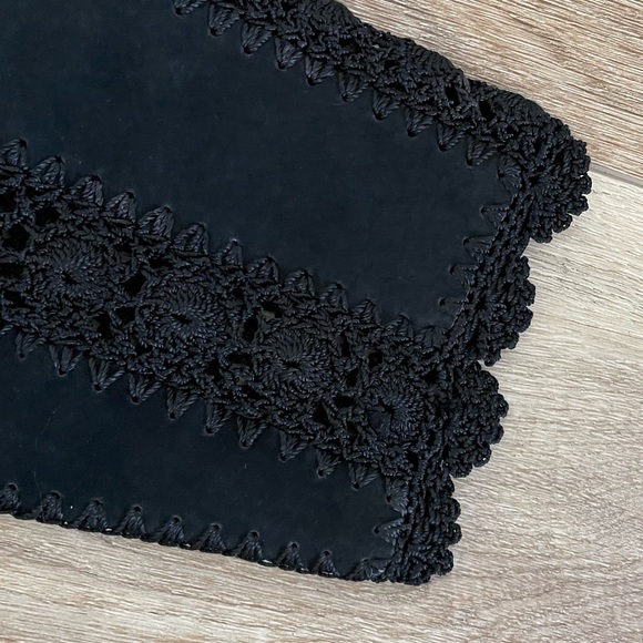 IDI Y2K Bohemian Suede Leather Crotchet Black Button Up Jacket size M - Picture 6 of 10